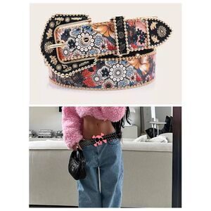 One vintage floral or y2k punk stud skell buckle belt